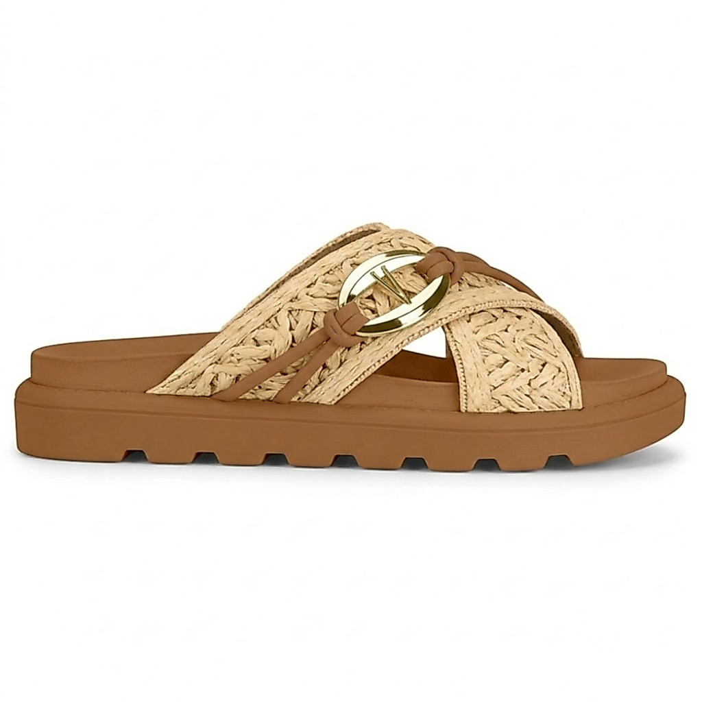 Sandália Papete Feminina Vizzano Casual Slide Tratorada Tamanco Palha Confortável Original
