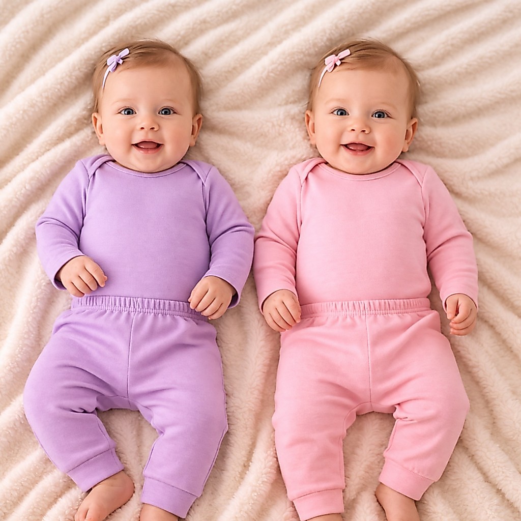 2 Conjuntos Térmico Bebê Menina Body Manga Longa + Calça Inverno Macio Confortável P M G 1 2 3  Anos