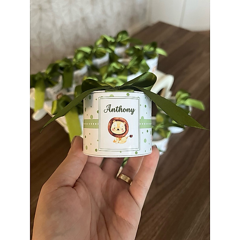 Kit tubolatas personalizadas SAFARI / LEÃO • Lembrancinha maternidade | aniversário | Chá de bebê • 5x6 (vários temas)