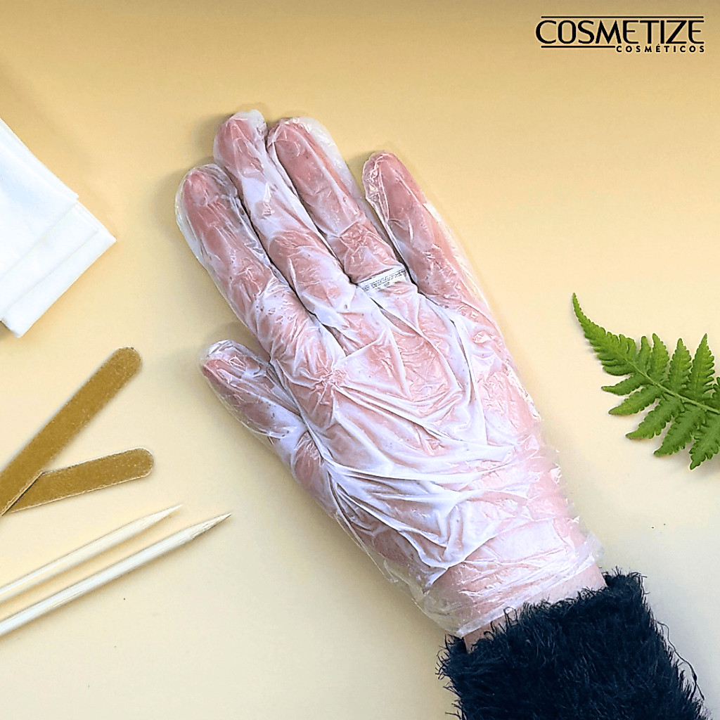 Luva com Creme Emoliente Manicure Cosmetize