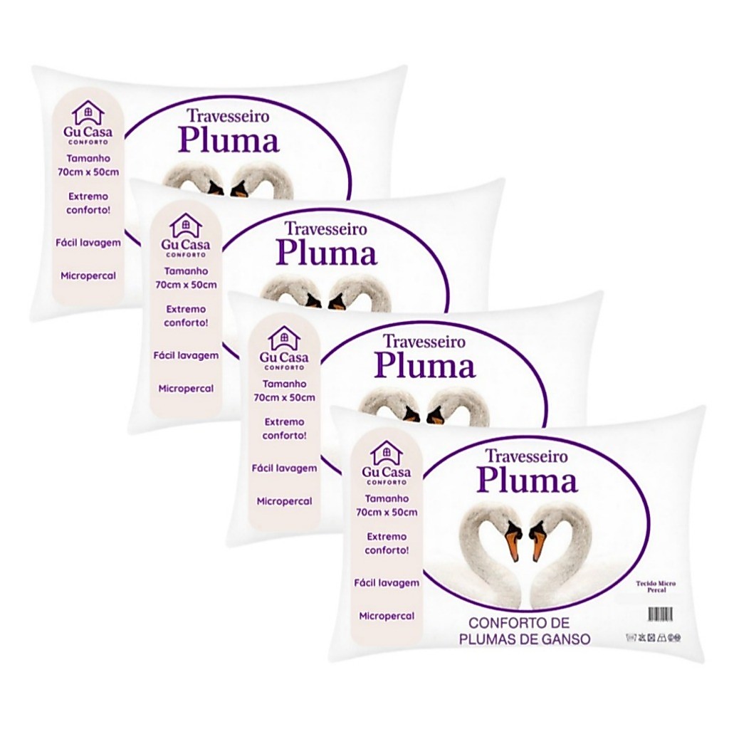 Kit Travesseiros Premium 70cm X 50cm Plumas Sintéticas Macio Confortável