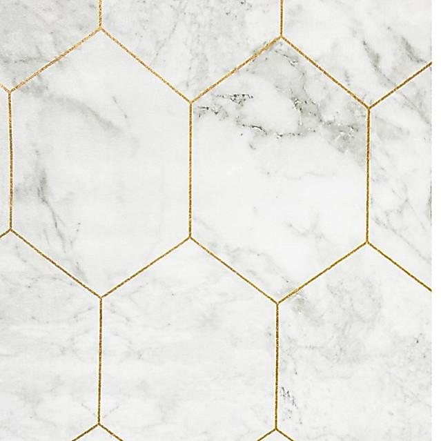 Papel de Parede 3D Colmeia Mármore linha Glod 5 METROS x 45CM Adesivo Autocolante para Sala, Quarto
