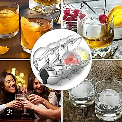 Forma De Gelo Redonda 4 Bolas de Gelo Em Formato De Esfera Para Cocktail whisk gin Reutilizável ice