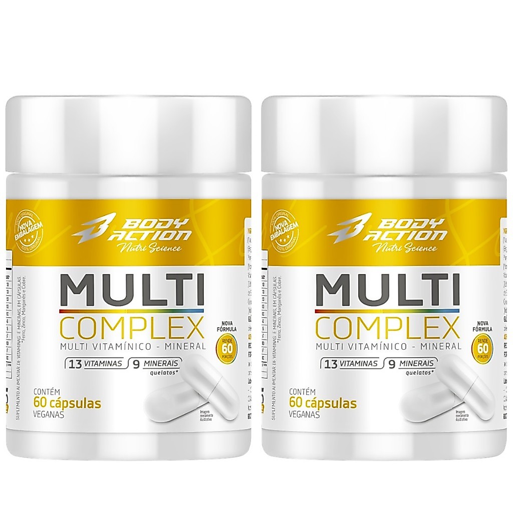 Kit 2x Multivitamínico Multicomplex Total 120 Caps - 4 Meses Bodyaction