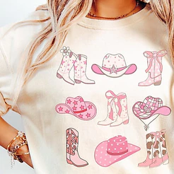 Camiseta T-shirt Unissex Cowgirl Botas e Chapéu Girl