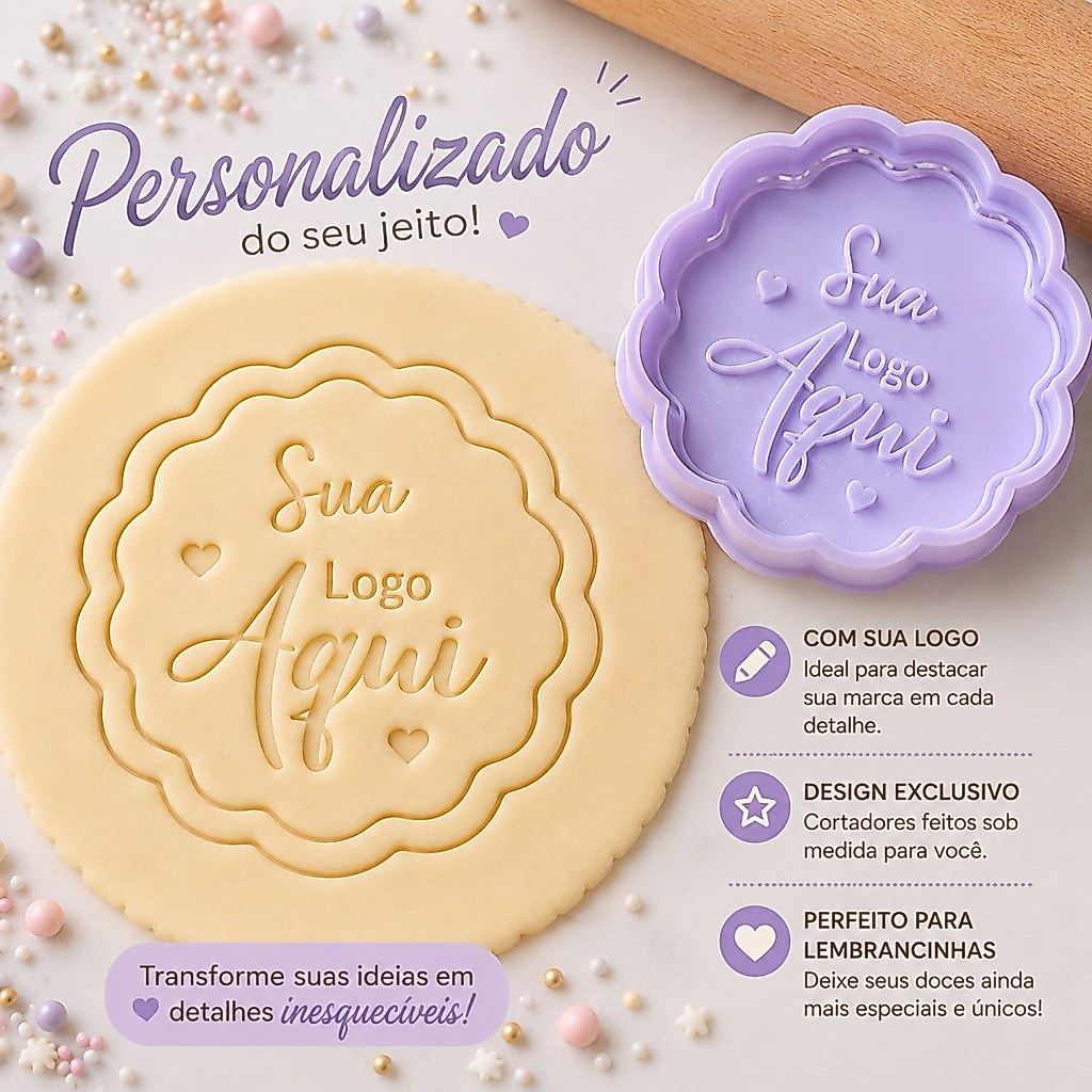 Cortador Para Biscoito Personalizado Com sua Logo Marcador Carimbo Confeitaria Biscuit