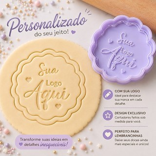 Cortador Para Biscoito Personalizado Com sua Logo Marcador Carimbo Confeitaria Biscuit