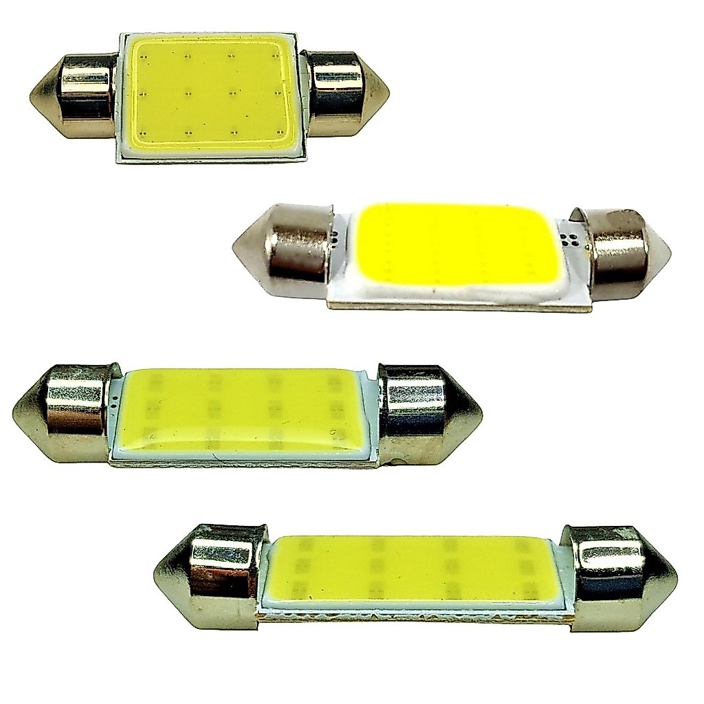 Kit 1 Lampada Torpedo Led Cob Chip 31 36 39 41 Mm Luz Super Branca 12v 6w