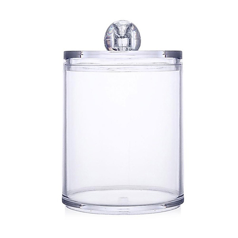 Porta Cotonetes e Algodão 10,5cm Organizador com Tampa e em Acrílico Multiuso Universal Prático
