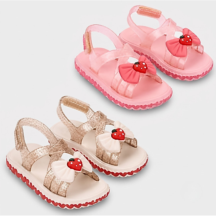 Sandália Infantil Zaxynina Dream Baby Laço Moranguinho Glitter Original