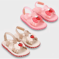 Sandália Infantil Zaxynina Dream Baby Laço Moranguinho Glitter Original