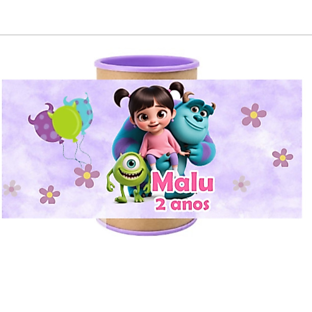 Cofrinho + Adesivo Personalizado Monstros SA Lembrancinha festa infantil