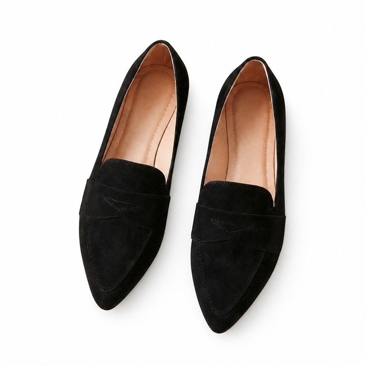 Sapatilha Feminina Mocassim Preta Bico Fino Confortável Casual Social Elegante - Linha Premium