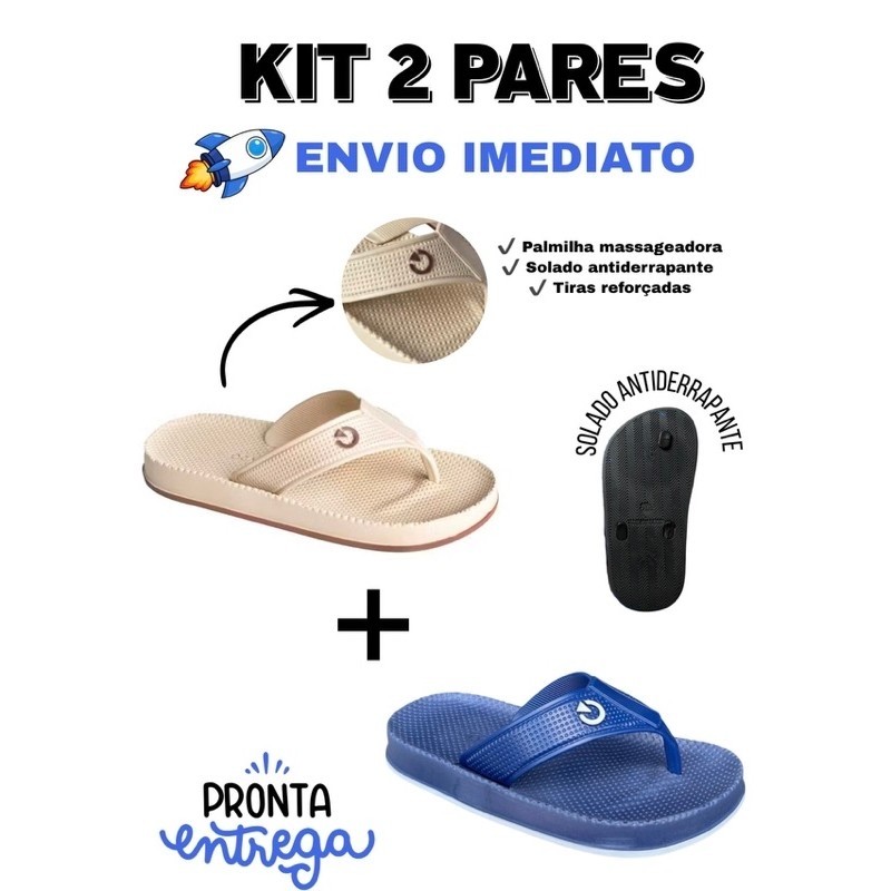 Chinelo Menino Cartg Masculino Infantil - Macio, Leve e Confortável Kit 2 Pares