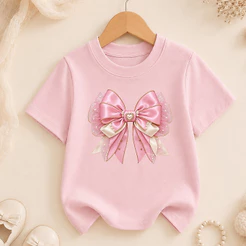 Camiseta Infantil Laço Delicado Renda Algodão Macia 2 ao 16