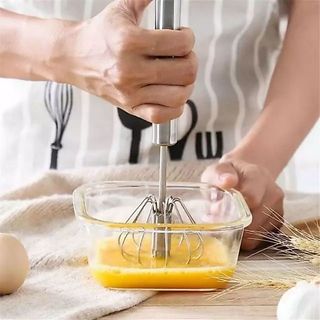 Batedor Fue De Claras Ovos Giratório Bolos Cremes De Aço Inox Universal 35cm