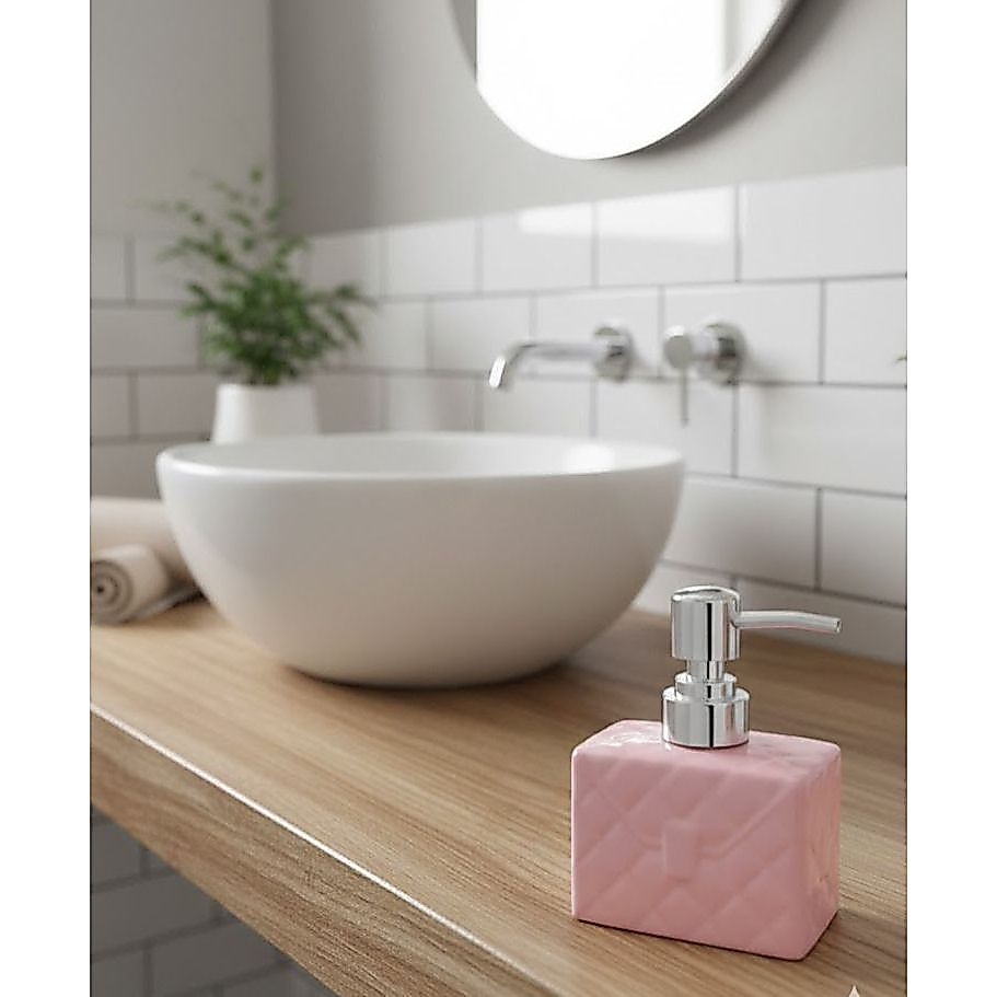 Porta Sabonete Liquido de Ceramica 350ML Dispenser Liquido Elegante e Charmoso Banheiro Lavabo - HU02603 — imagem 2 de 2