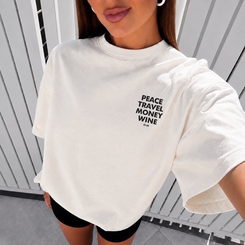 Camiseta Oversized Blusa Feminina 100% Algodão Estampada Streetwear 3 Cores Básico