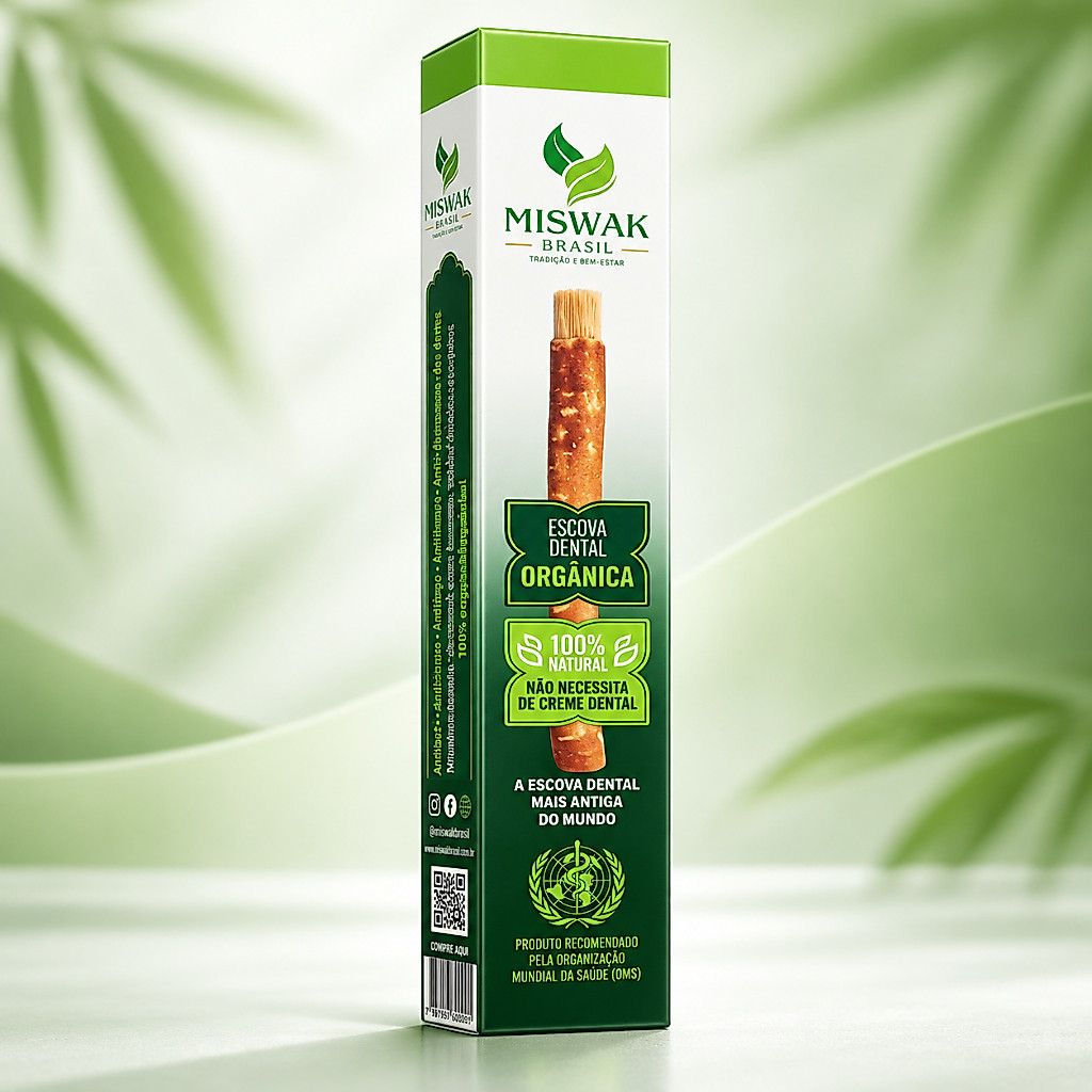 Escova Dental 100% Natural Miswak Orgânica Biodegradável