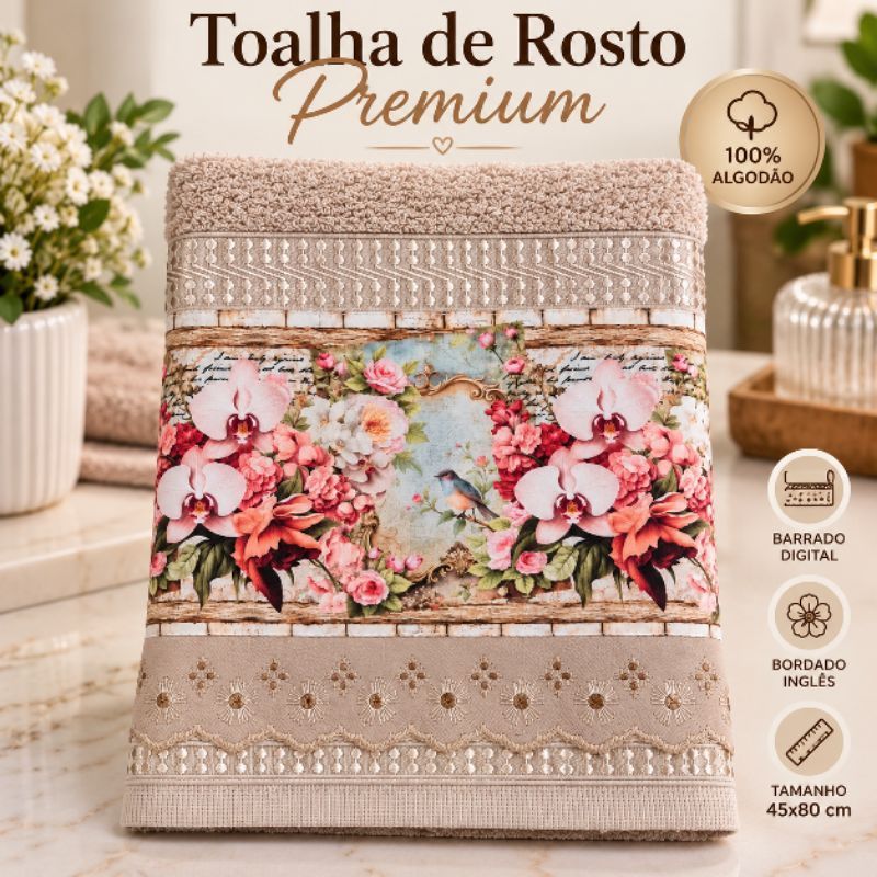 Toalha de Rosto Luxo Premium 45x80cm 100% Algodão
