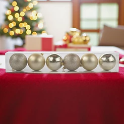 Bolas de Natal em Tubo - Champagne Lisa, Matte e Glitter - 4cm - 6 unidades - Cromus - Rizzo