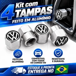 4 Tampas Bico Pneu Roda Válvula Carro Compatível com todos VW Volkswagen