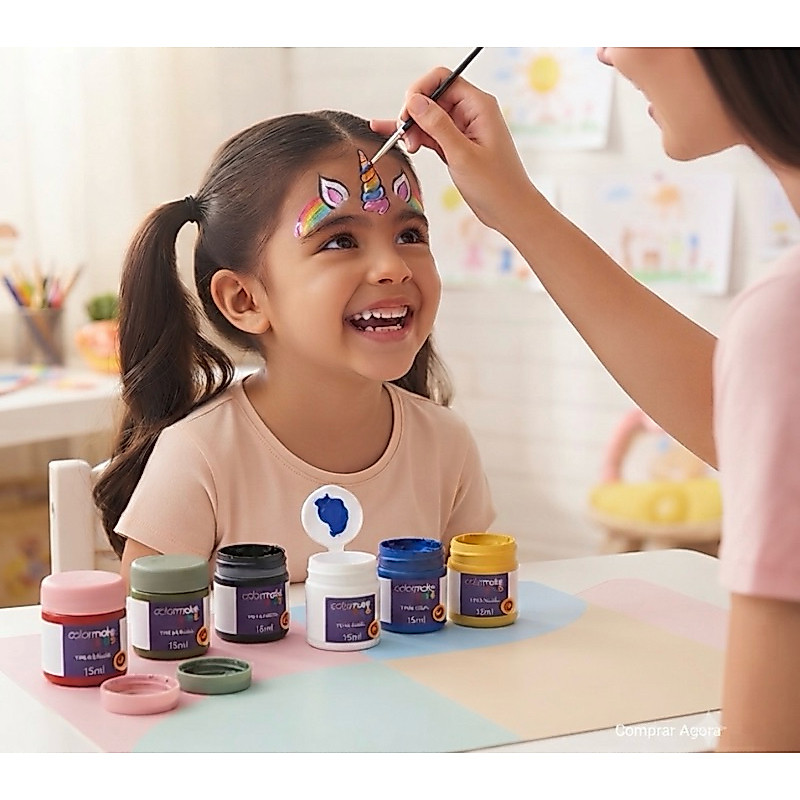 Tinta Líquida Facial Kids 6 Cores 15ml Colormake | Maquiagem Artística Infantil | Pintura Facial — imagem 2 de 2