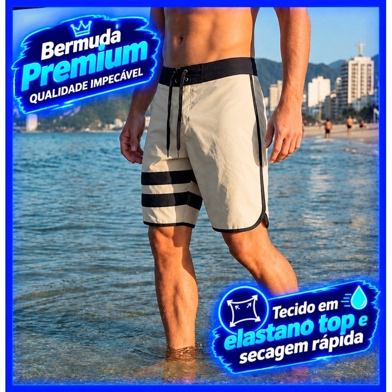 Bermuda Masculina Exercício Leve Tactel Short Praia Elastano Premium Surf Casual Piscina | ENVIO IMEDIATO