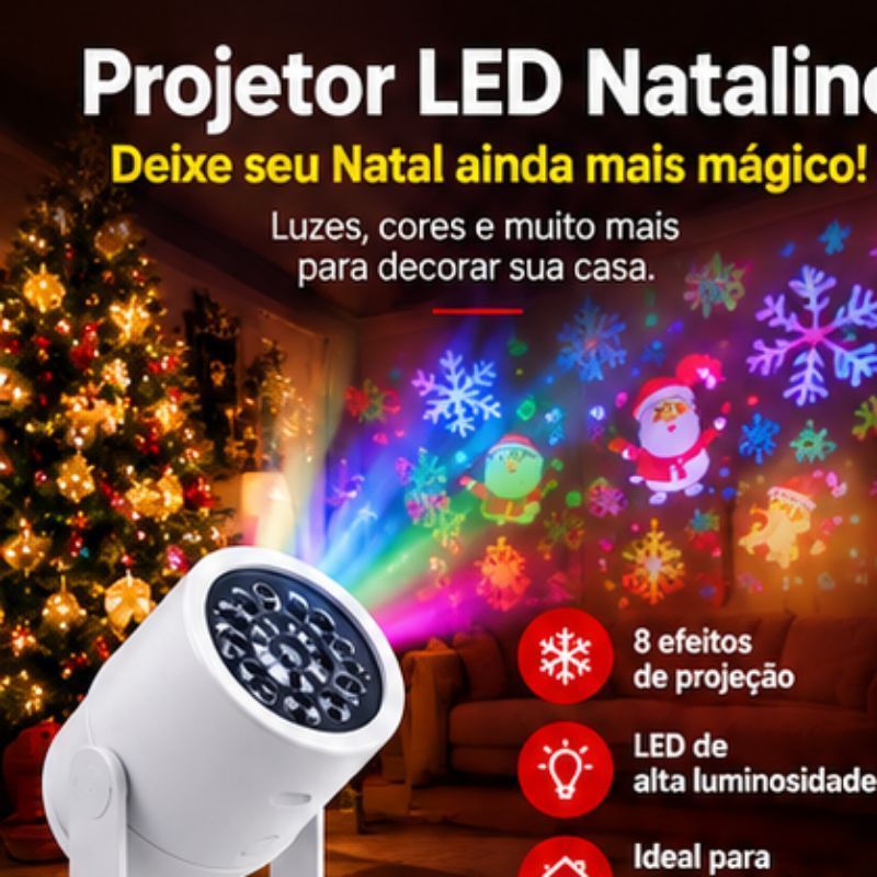 Projetor LED Natalino Desenhos Decorativos Luzes Dinâmicas