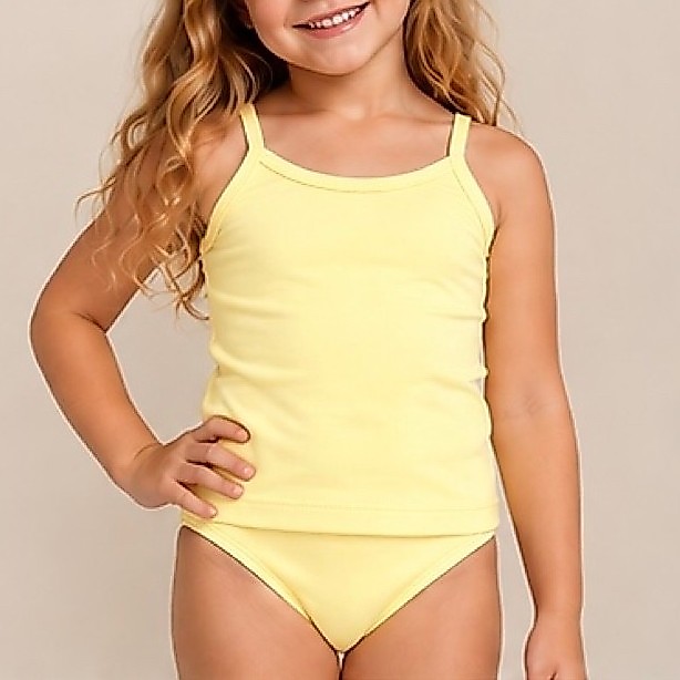 KIT REGATA MENINA EM ALGODÃO + 3 CALCINHAS CONFORTÁVEL ROUPA ÍNTIMA BÁSICA VERÃO 2 A 10 ANOS