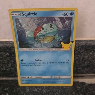 Carta Pokémon Squirtle - Coleção 25º Aniversário (Com Vinco/Dano) - Português
