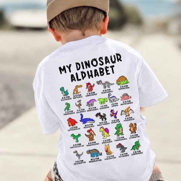 Camiseta Infantil Dinossauro T-Rex Estampada Menino Moda Casual Confortável Dia a Dia