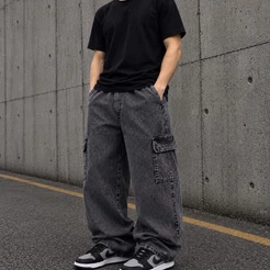 Calça Cargo Masculina Streetwear Preta Mescla Cinza Grafite 34 Ao 44