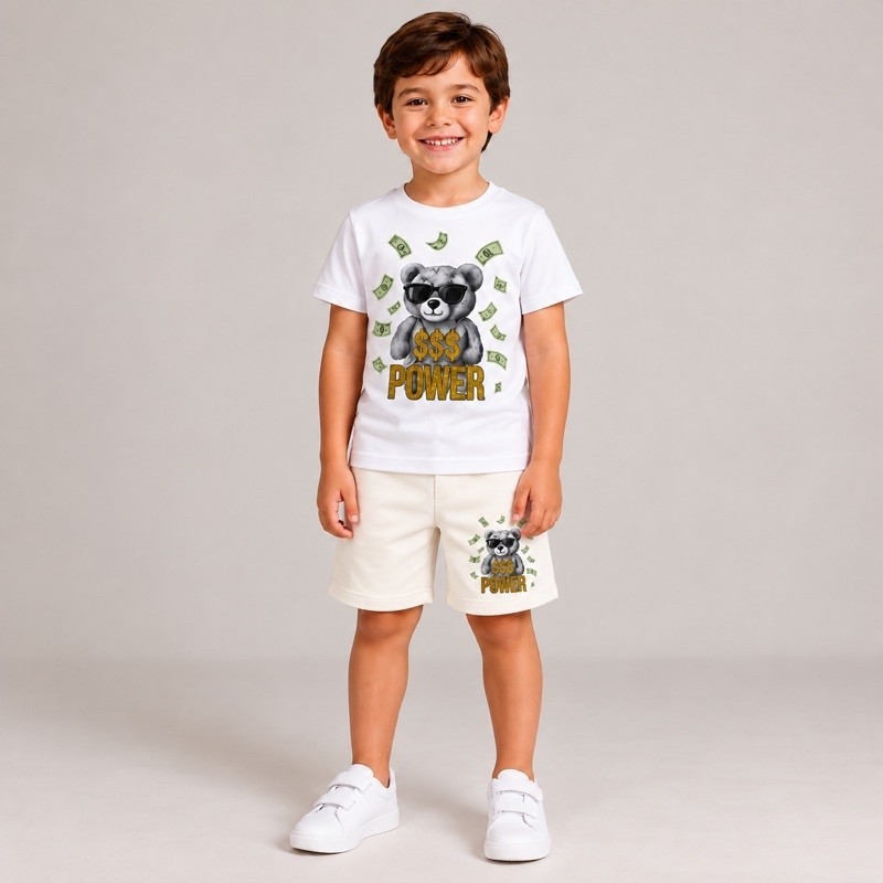 Kit 2 Peças Camisa + Short Infantil Masculino Premium Verão Dia a Dia Confortávem Estiloso