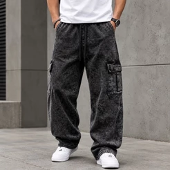 Calça Cargo Masculina/Feminina Streetwear Preta Mescla Cinza Grafite