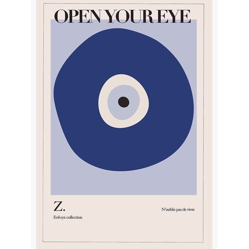 Quadros Decorativos Minimalista Olho Grego Azul Marinho Proteção Casa Sala (1 peça)