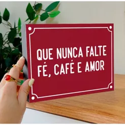 Quadro Fé Café Decoração de Mesa ou Parede Quadros Decorativos