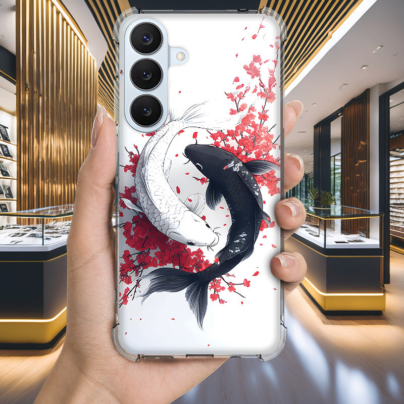 Capa Capinha GALAXY S20 ULTRA S10 PLUS S10E S9 S8 A73 A72 Anti-impacto Personalizada japao CARPA yin yang (4187)