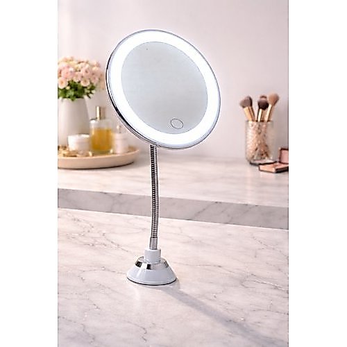 Espelho Mesa Redondo Maquiagem LED Iluminacao Regulavel USB Portatil Compacto Branco Facil Uso
