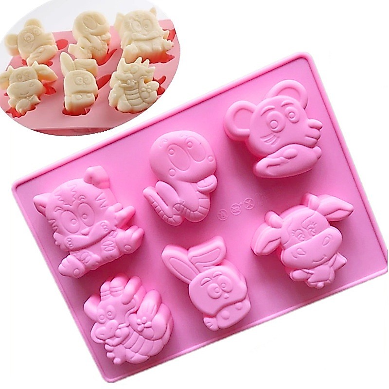 Molde Silicone 6 Cavidades Fazendinha Animais 3D – Forma para Sabonete, Vela e Artesanato Biscuit