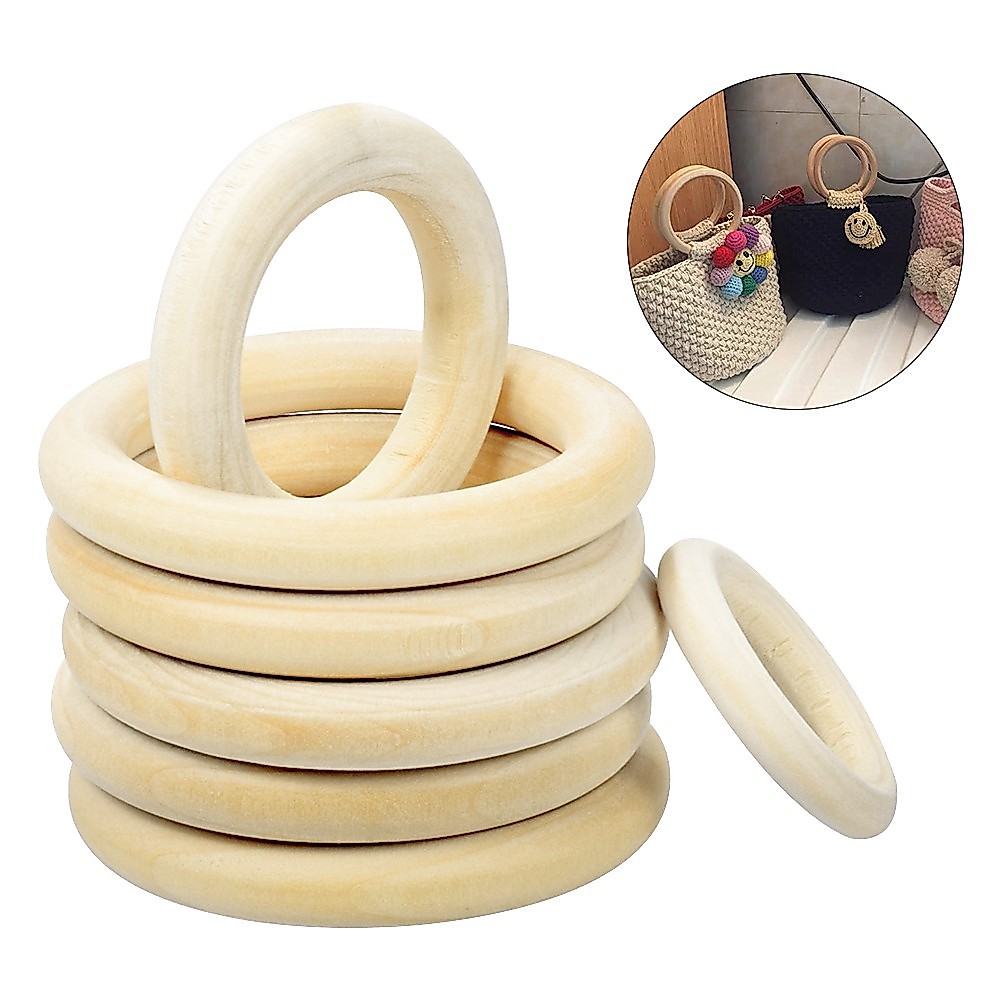 5pçs Madeira Natural Dentição Contas De Círculos De Anel Crianças Bebê Mordedores DIY Artesanato Joias