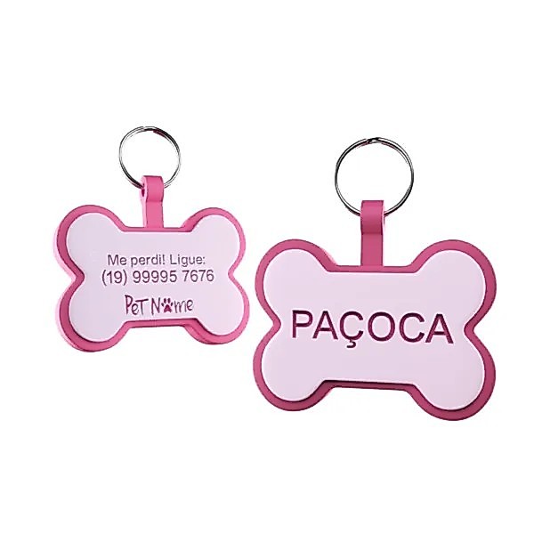 Placas de Identificação Pet Em Borracha Silicone Pet Name Osso Candy