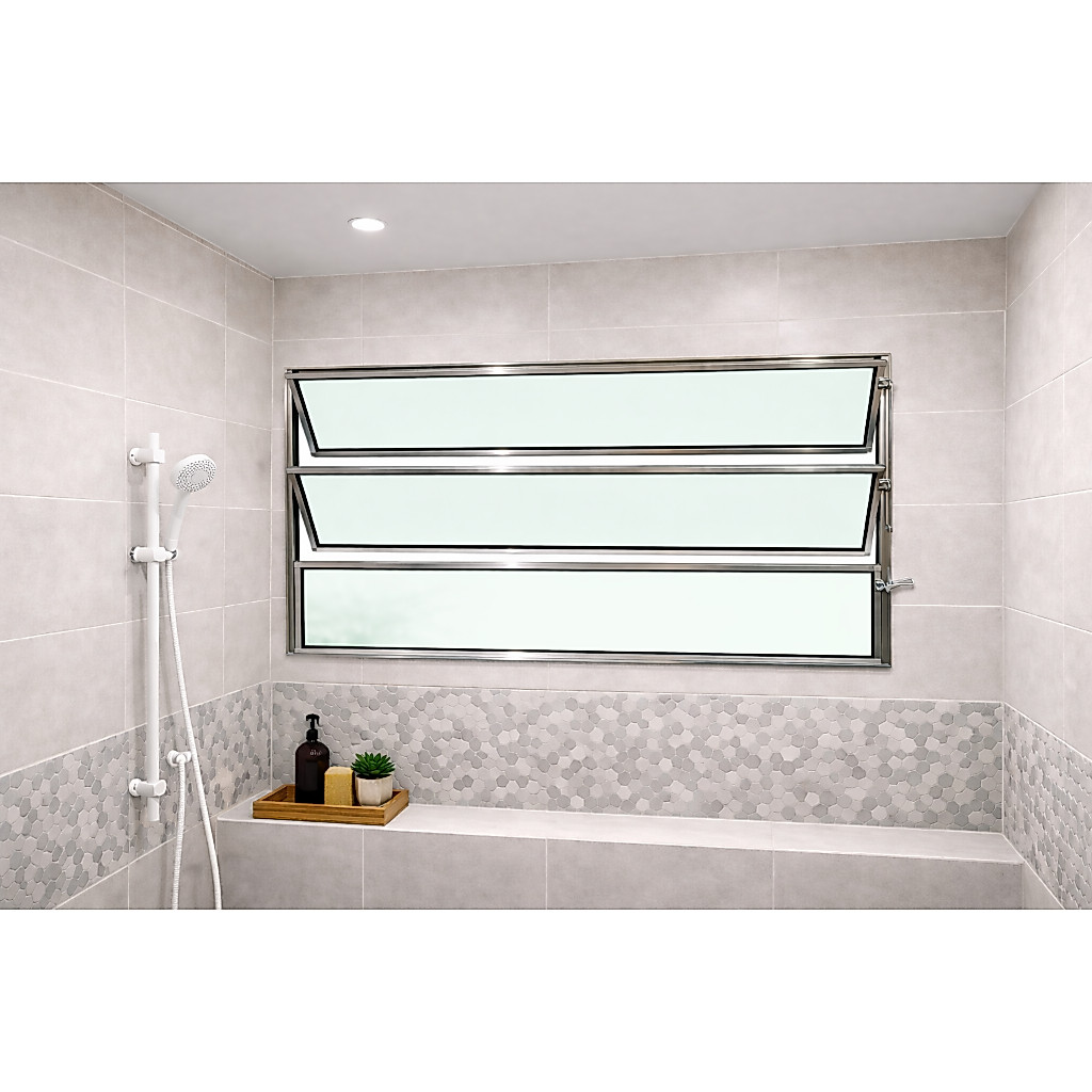 Vitro Basculante 60 x 80 Alumínio Brilhante Vidro Liso