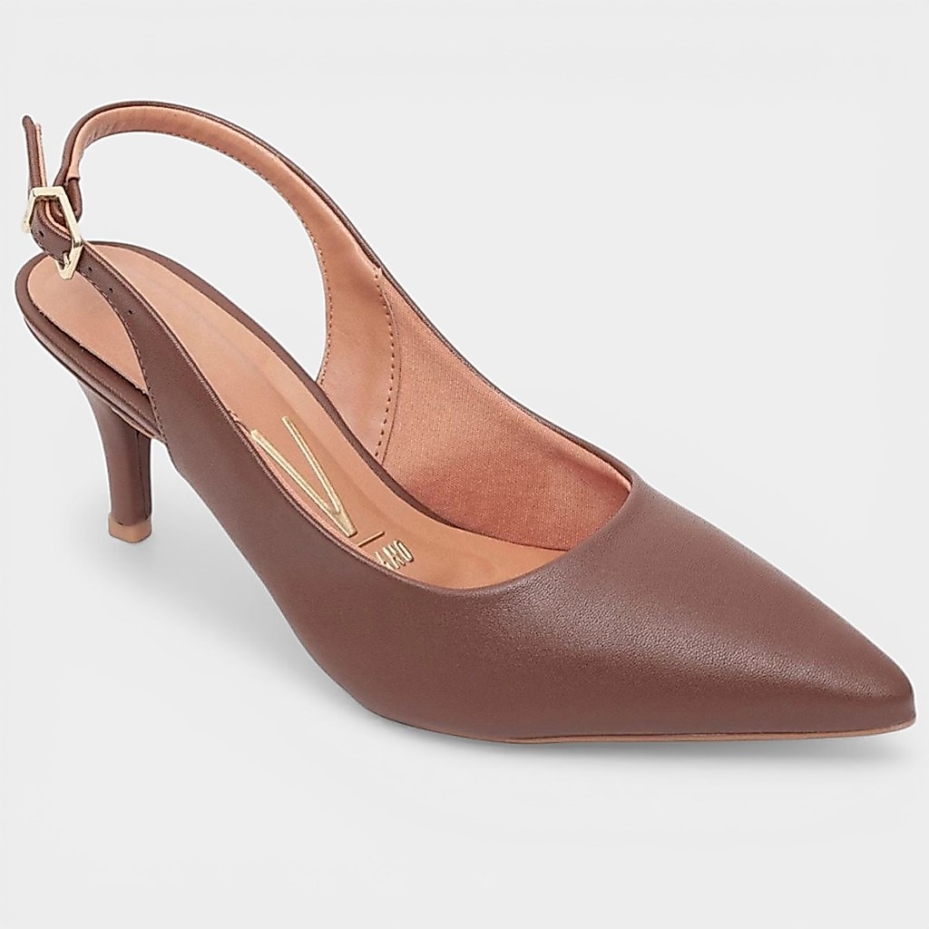 Scarpin Vizzano Slingback Salto Fino Médio - Marrom
