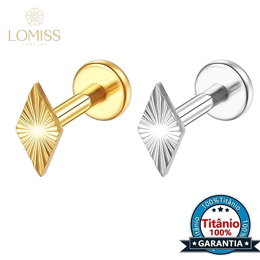 Lomiss Piercing Orelha Trágus Trágus Conch Labret Titânio Losango Detalhado