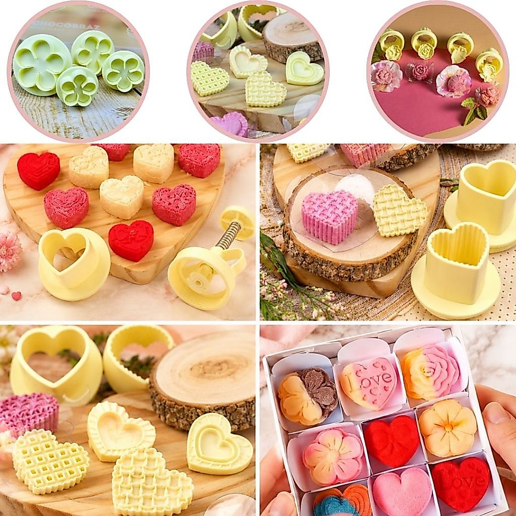 KIT EJETOR MOLDE PARA MASSAS BRIGADEIRO E DOCES BLUE STAR MAX CORAÇÃO /BABADO DIA DOS NAMORADOS DOCINHOS GOURMET (CHOCO)