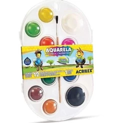 ESTOJO AQUARELA 12 CORES SEM COR ACRILEX 18120000
