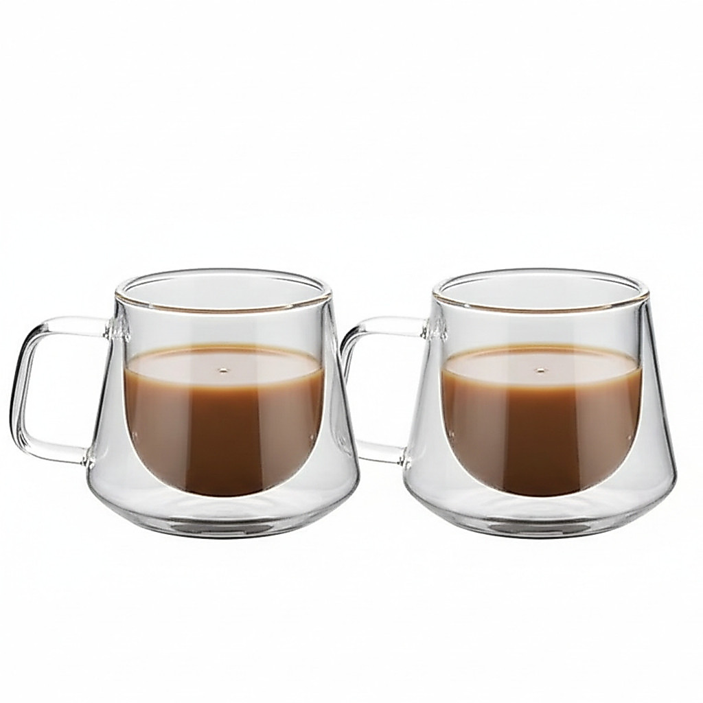 Caneca Parede Dupla de Vidro 190ml, 2pcs – Ruvolo