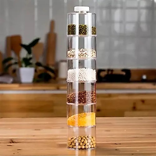 Kit 6 Porta Condimentos Temperos Empilhável Porta Tempero Torre Acrílico Pronto Entrega