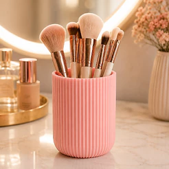 Porta Pincel Organizador Canelado Porta Escova de Dente Caneta Pote Multiuso Rosa